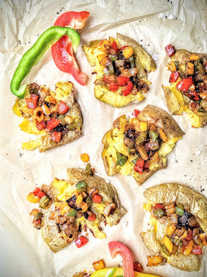 Crispy Smashed Potatoes with All-Purpose Crunchy Chili Oil