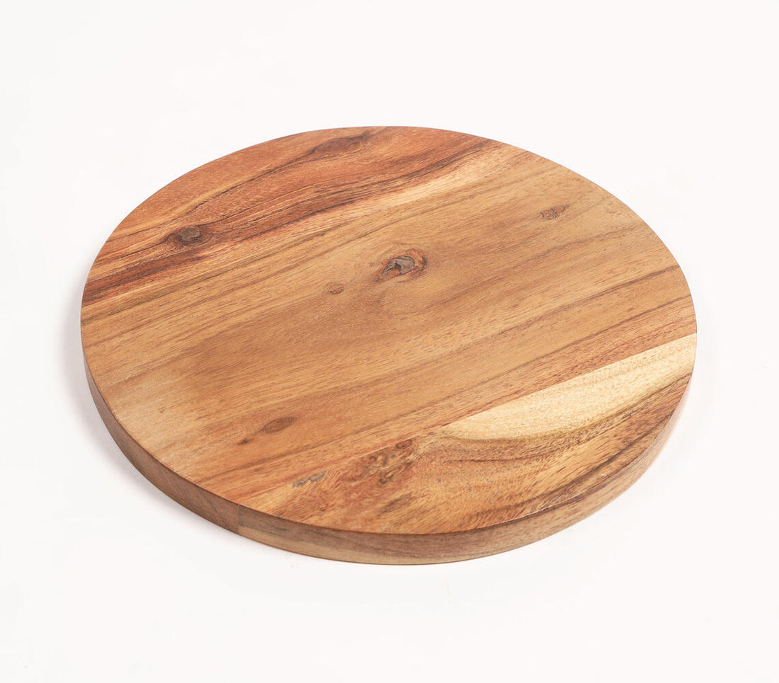 Round Acacia Wood Serving Platter