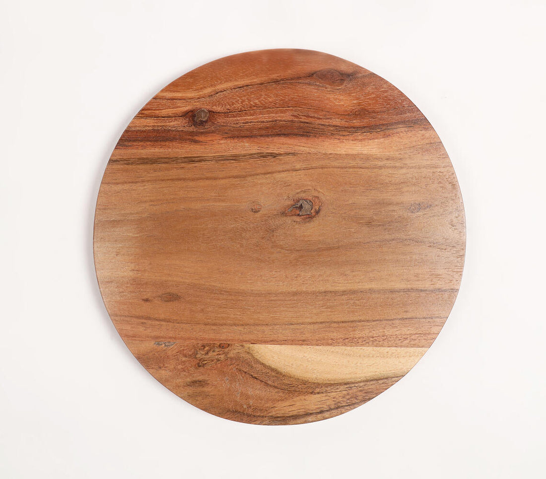 Round Acacia Wood Serving Platter