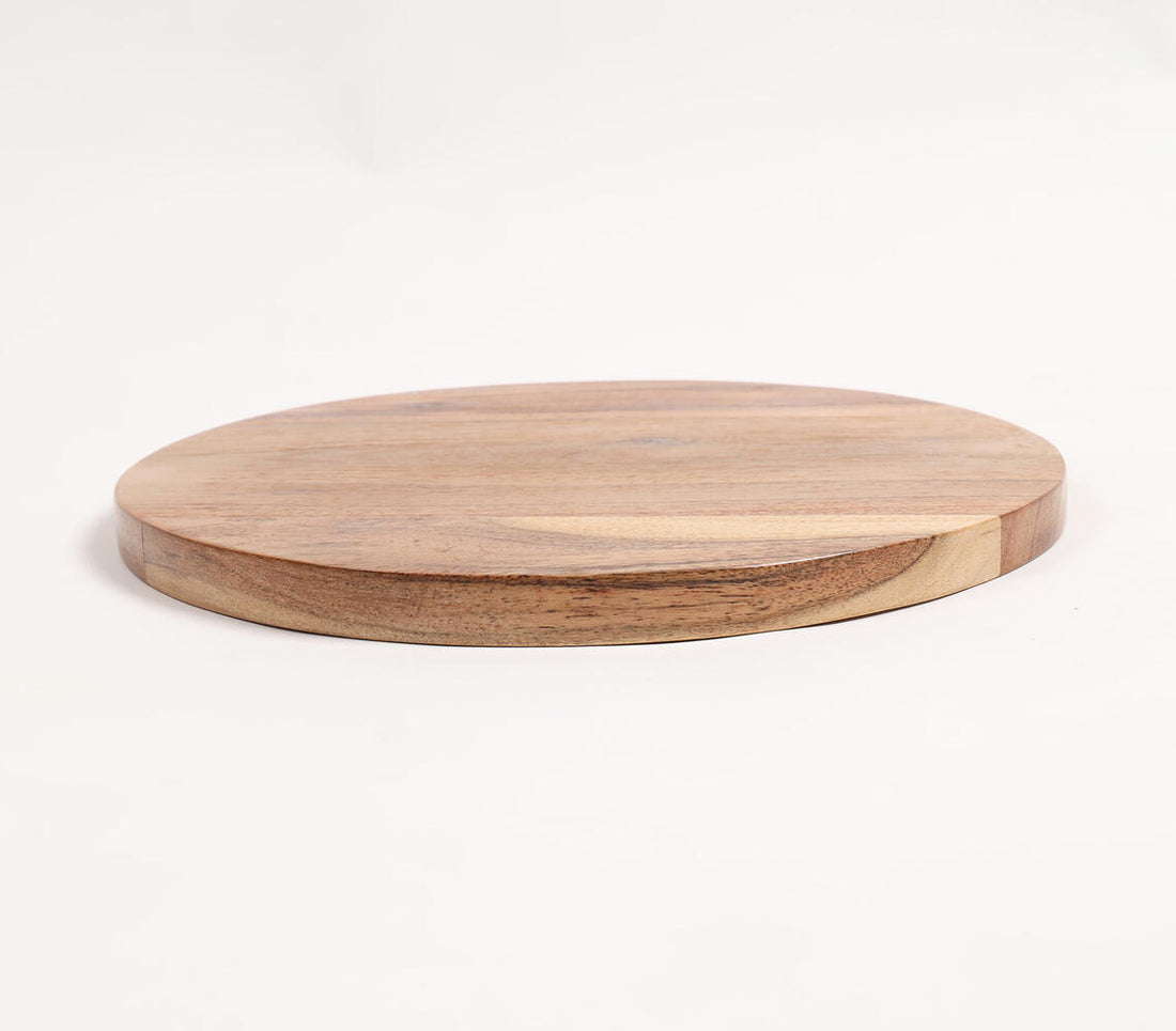 Round Acacia Wood Serving Platter
