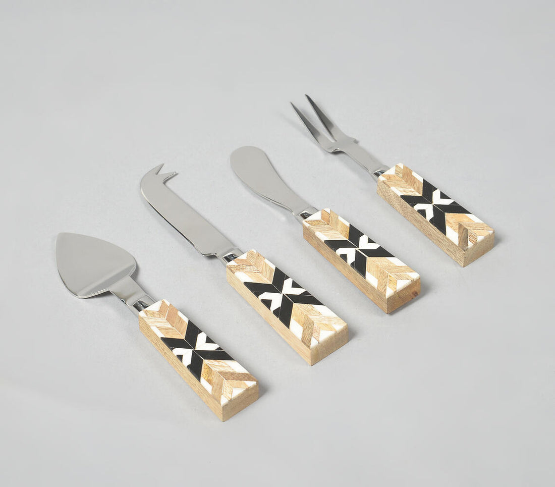 Art Deco Stainless Steel Cheese Knife Set