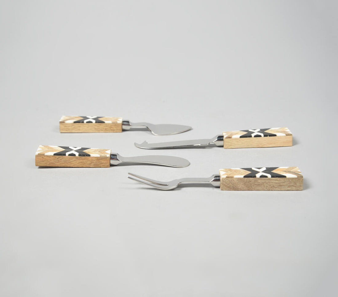 Art Deco Stainless Steel Cheese Knife Set