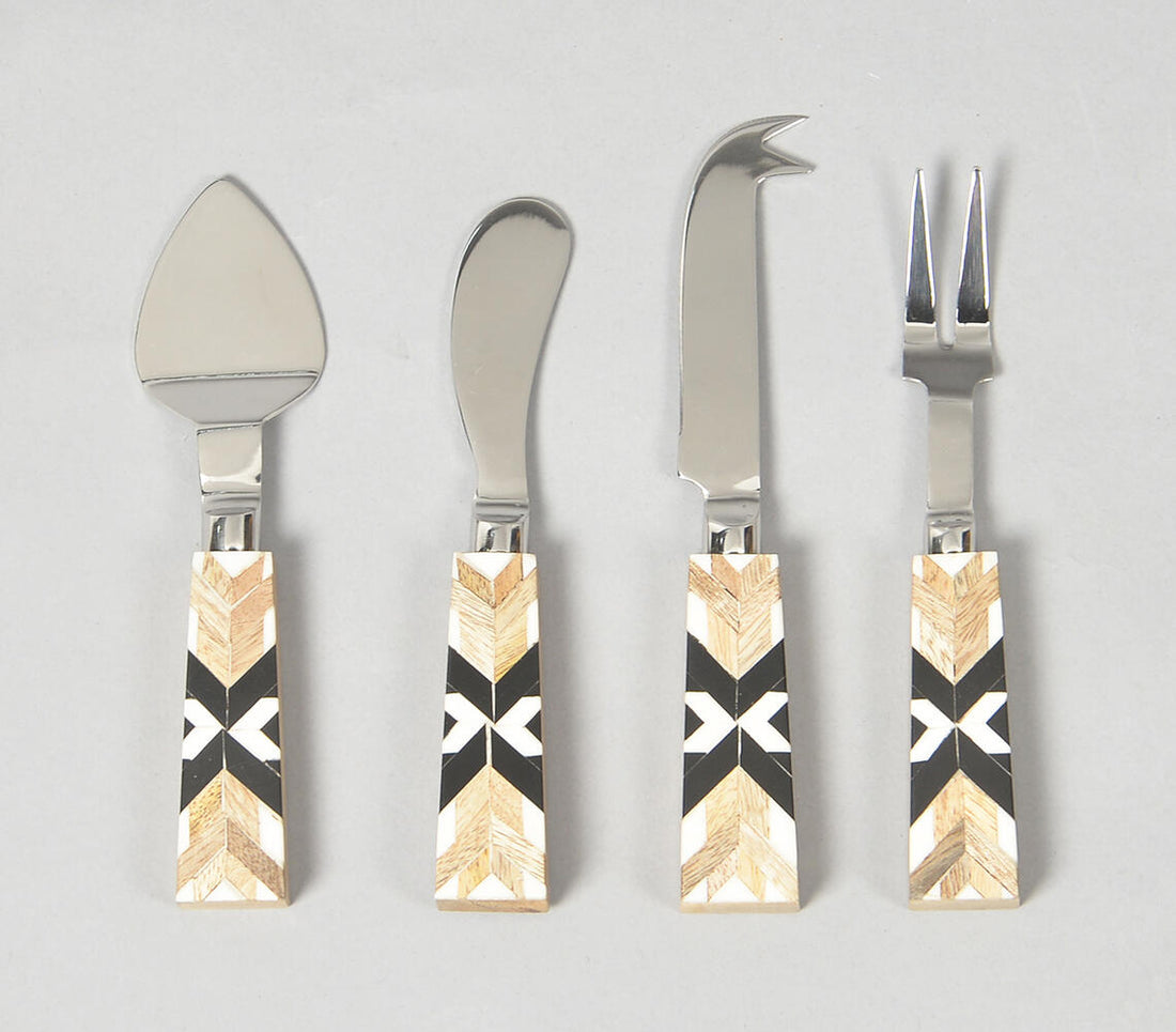 Art Deco Stainless Steel Cheese Knife Set