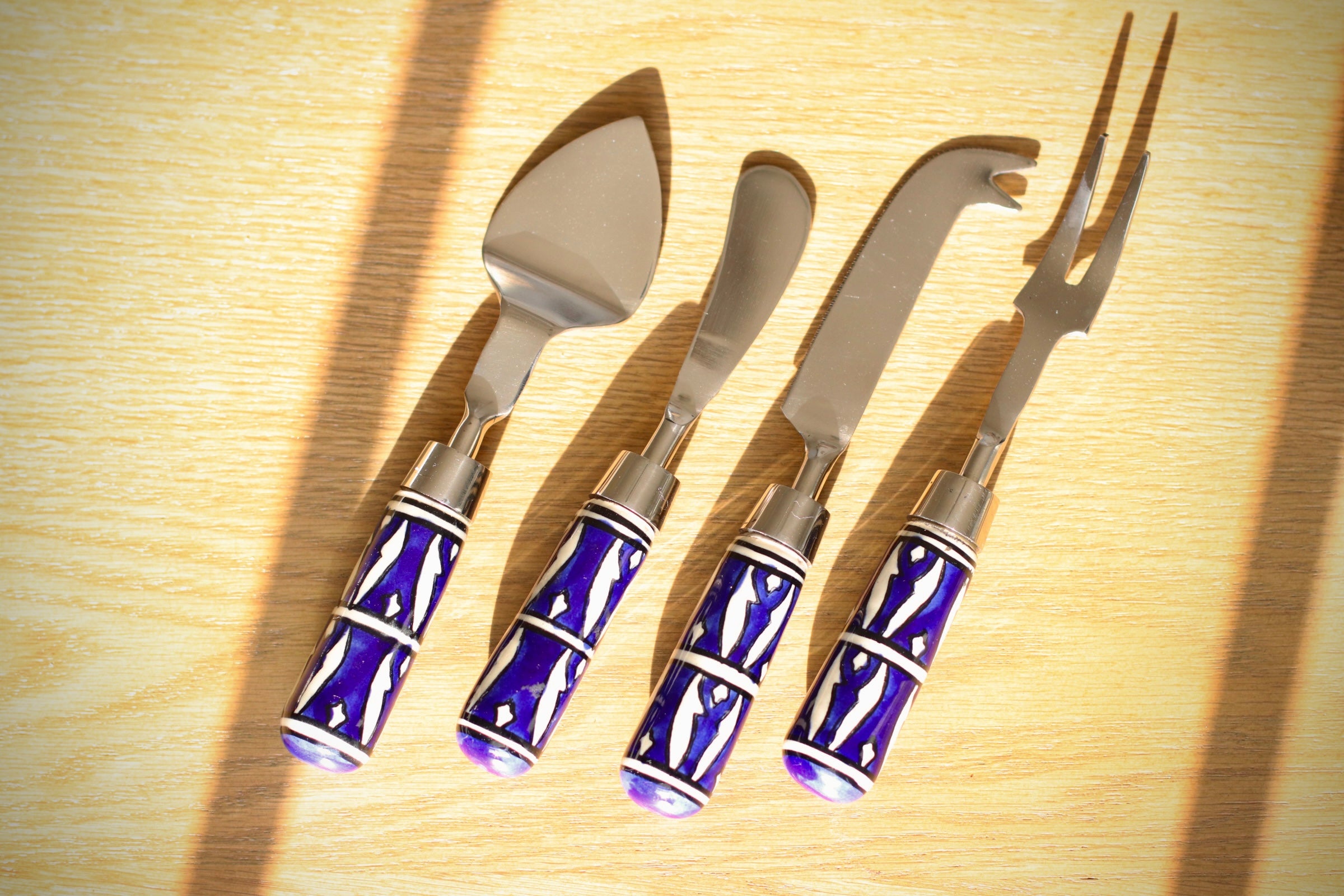 Hand-Painted Ceramic Cheese Knife Set