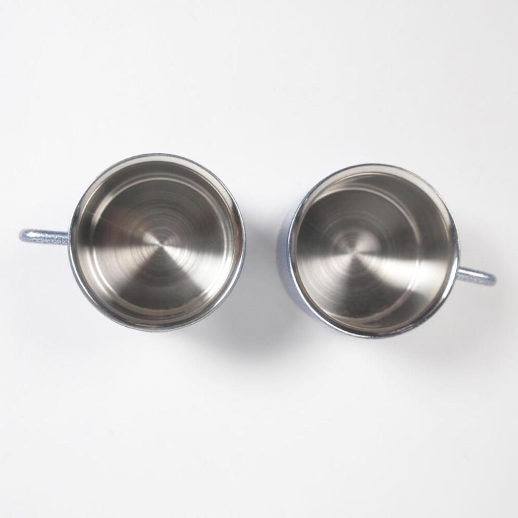 Textured Stainless Steel Tea Cups (set of 2)-Blue