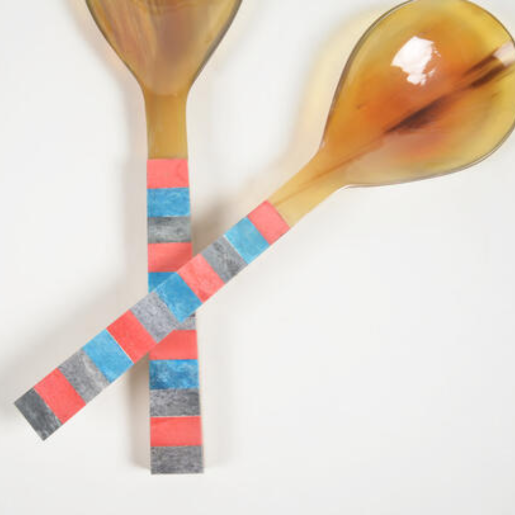 Horn, Bone & Mango Wood Salad Spoons (set of 2)