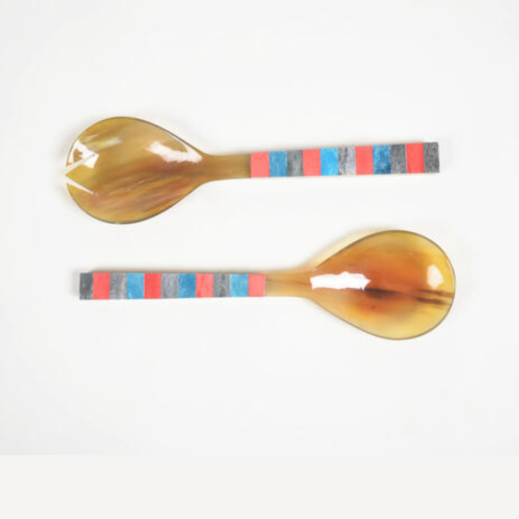 Horn, Bone & Mango Wood Salad Spoons (set of 2)