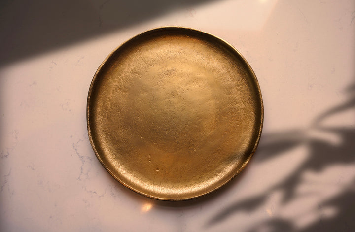 Lacquered Gold-Toned Serving Plate