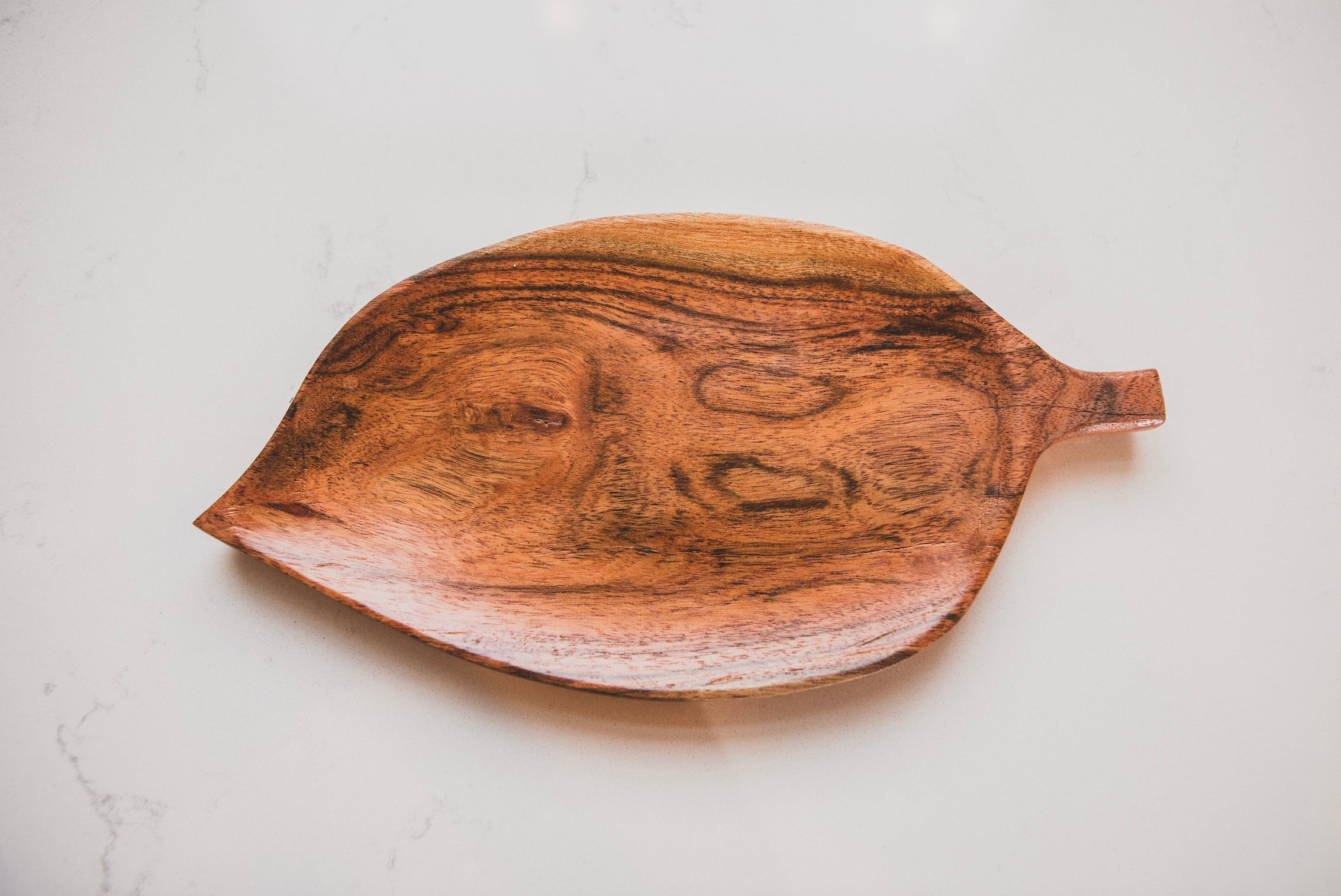 Acacia Wood Leaf Snack Plate
