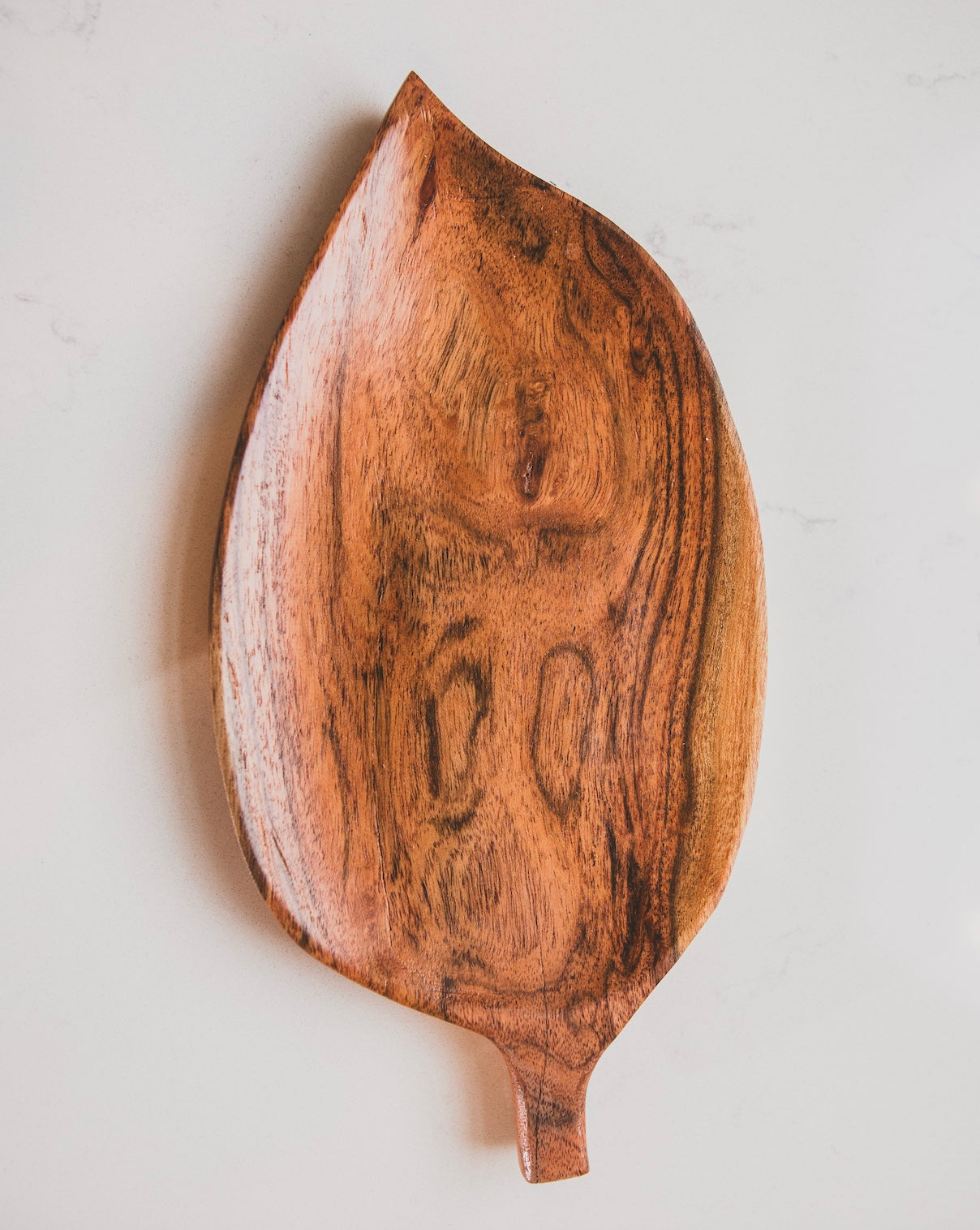Acacia Wood Leaf Snack Plate