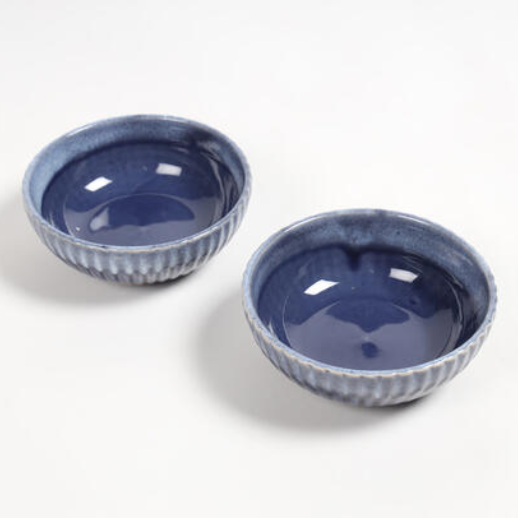 Sapphire Glazed Ceramic Bowls (set of 2)
